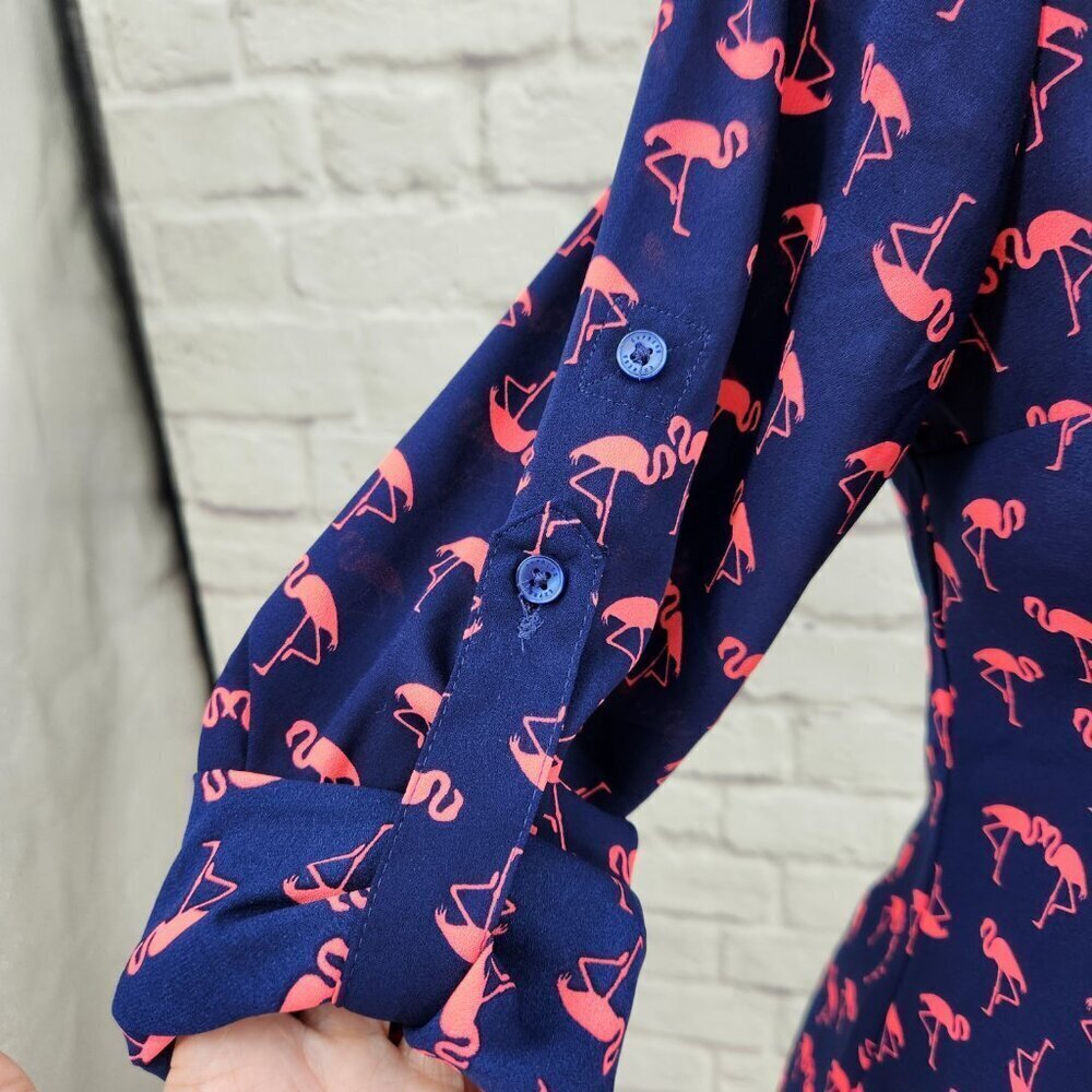 Express Portofina Flamingo Print Button Front Women's XS Extra Small - Picture 5 of 13